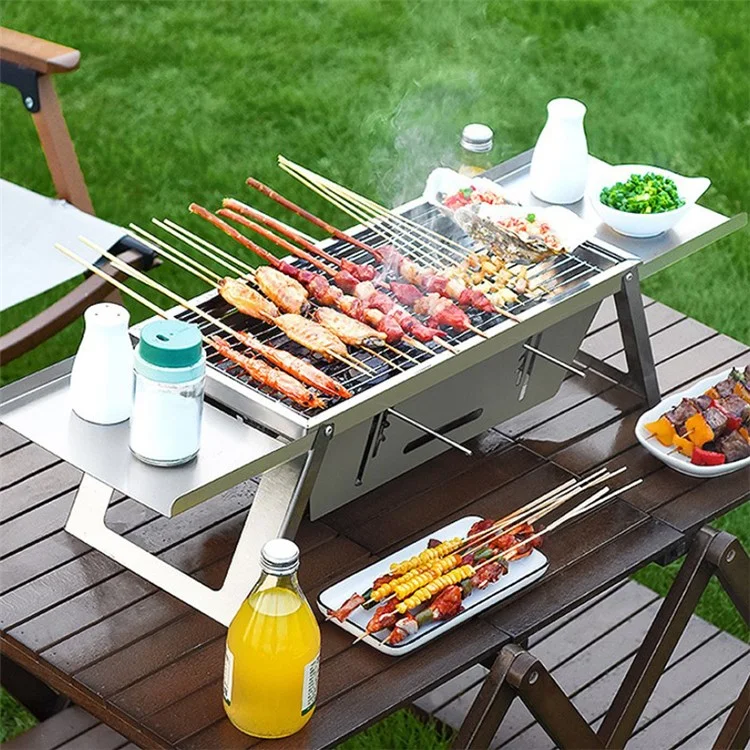 Foldable Camping Picnic BBQ Stove Stainless Steel Charcoal Burning Barbecue Stove (No FDA, BPA-Free)