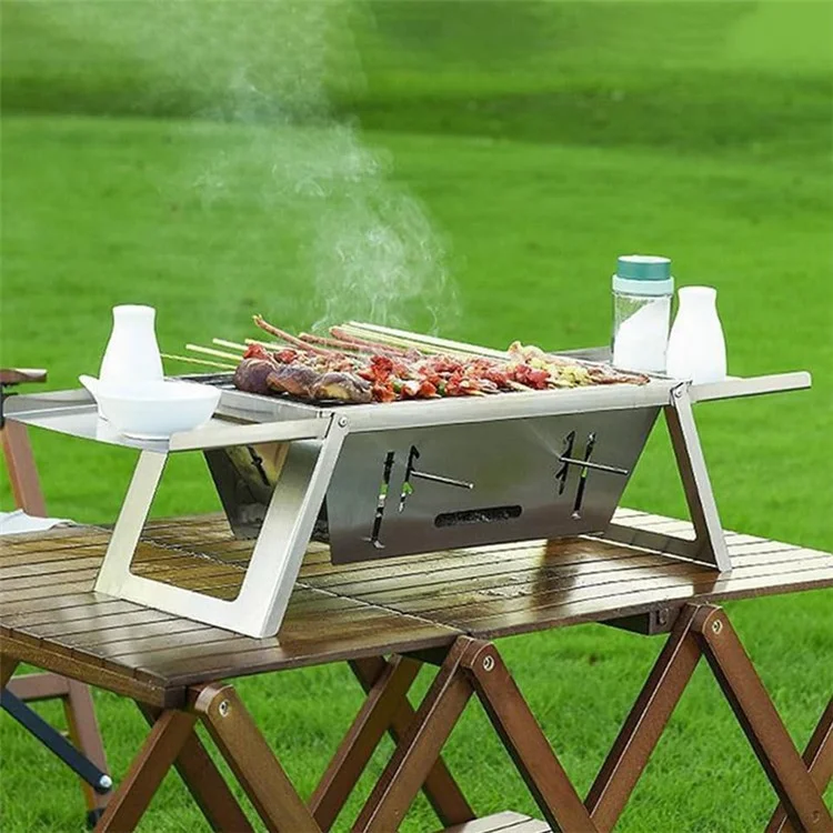 Foldable Camping Picnic BBQ Stove Stainless Steel Charcoal Burning Barbecue Stove (No FDA, BPA-Free)