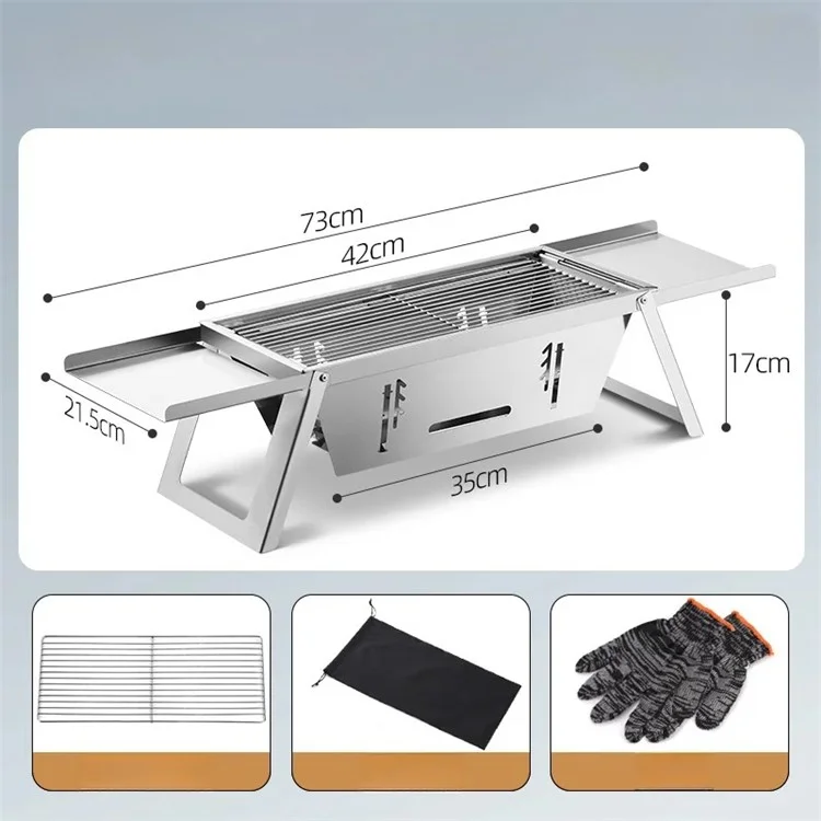 Foldable Camping Picnic BBQ Stove Stainless Steel Charcoal Burning Barbecue Stove (No FDA, BPA-Free)