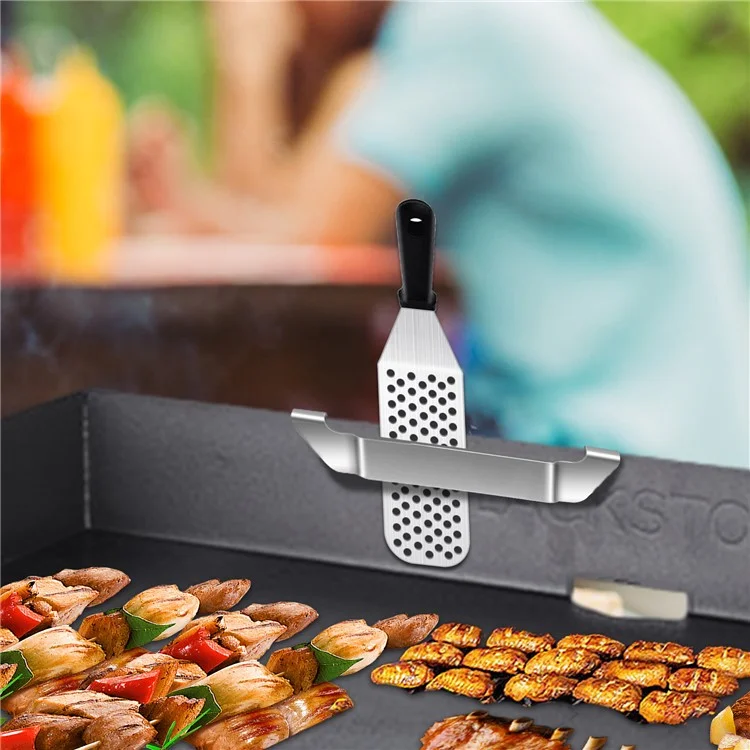 Suporte para espátula de chapa 27cm em aço inoxidável, acessório de churrasco para segurar utensílios, tamanho L
