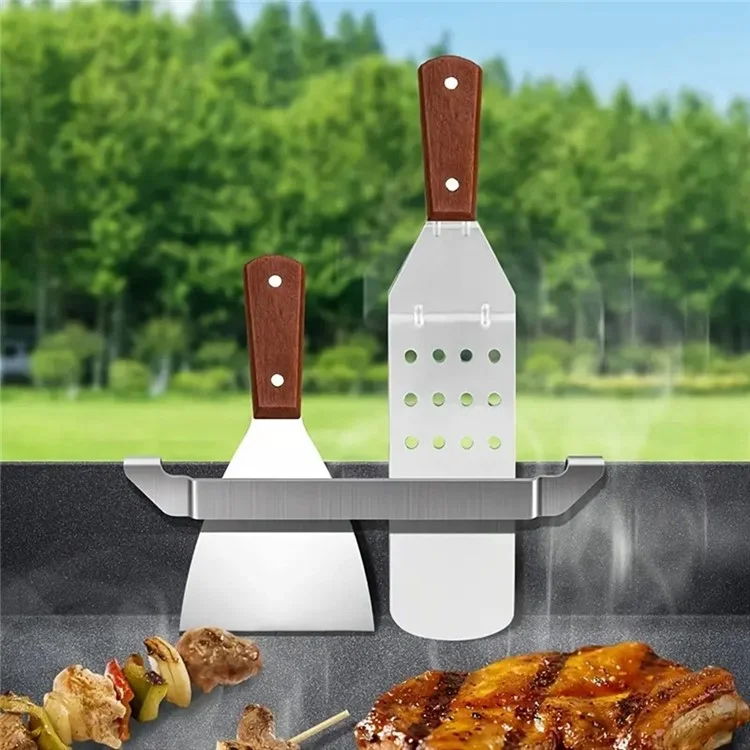 Suporte para espátula de chapa 27cm em aço inoxidável, acessório de churrasco para segurar utensílios, tamanho L