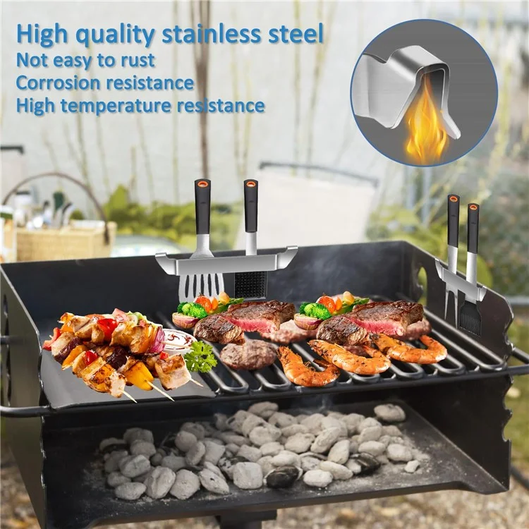 Suporte para espátula de chapa 27cm em aço inoxidável, acessório de churrasco para segurar utensílios, tamanho L