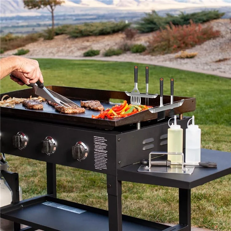 Suporte para espátula de chapa 27cm em aço inoxidável, acessório de churrasco para segurar utensílios, tamanho L