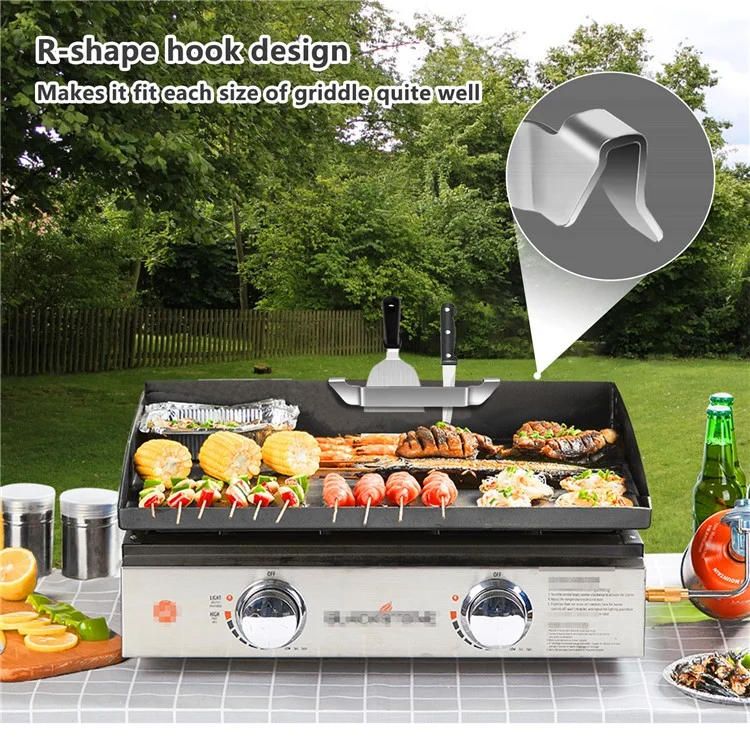 Suporte para espátula de chapa 27cm em aço inoxidável, acessório de churrasco para segurar utensílios, tamanho L