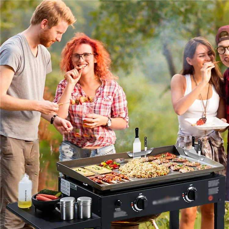 Suporte para espátula de chapa 27cm em aço inoxidável, acessório de churrasco para segurar utensílios, tamanho L