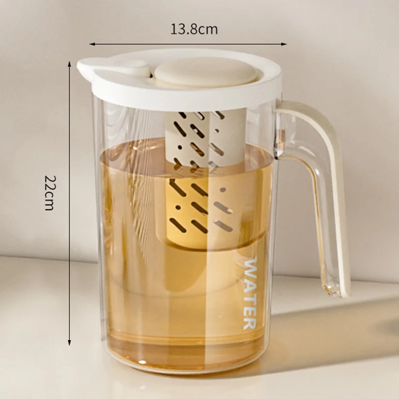 2600ml Large Capacity Cold Brew Pot with Detachable Tea Infuser Plastic Cold Water Kettle Beverage Jug (No FDA, BPA Free) - White