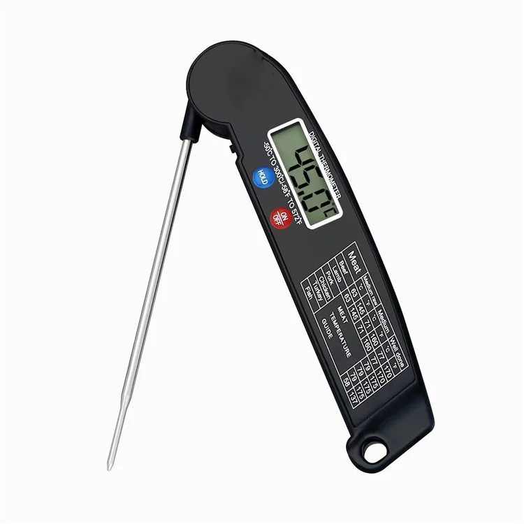 TS-BY52 Termometro digitale pieghevole per alimenti Sonda da barbecue Termometro da cucina Termometro elettronico per carne - Nero