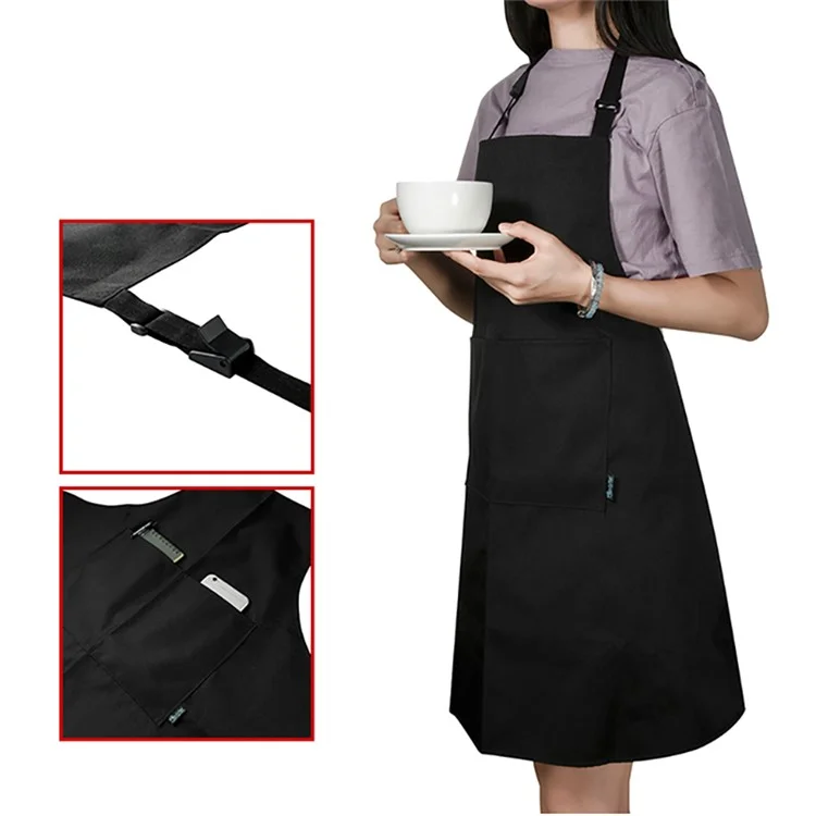 Adjustable Apron Polyester Stain-proof Chef Cooking Aprons with Convenient Pocket