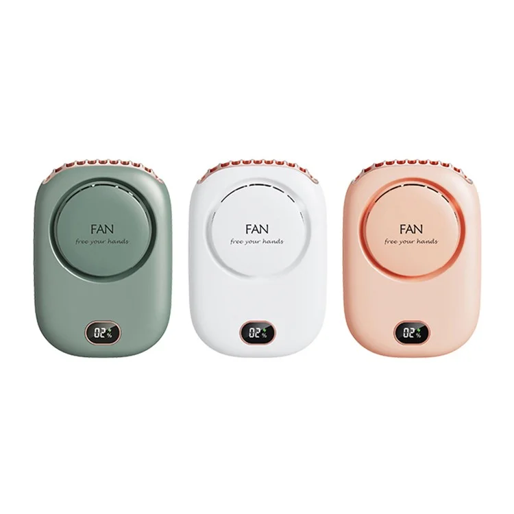 DQ203 Tragbarer Hände-freier Halsbehängter Desktop-Ventilator mit digitaler Anzeige - Grün