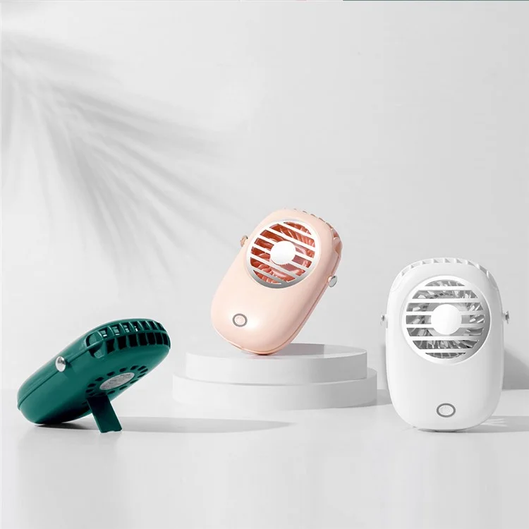 616 Portable USB Charging Mini Cooling Fan Summer Desktop/Handheld Fan Cooler with Neck Strap - White