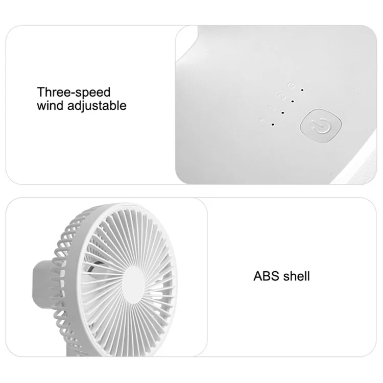 F6 4000mAh Oscillating Standing Desktop Fan 3-Speed Table Fan Mini Personal Fan for Home/Office/Bedroom - White