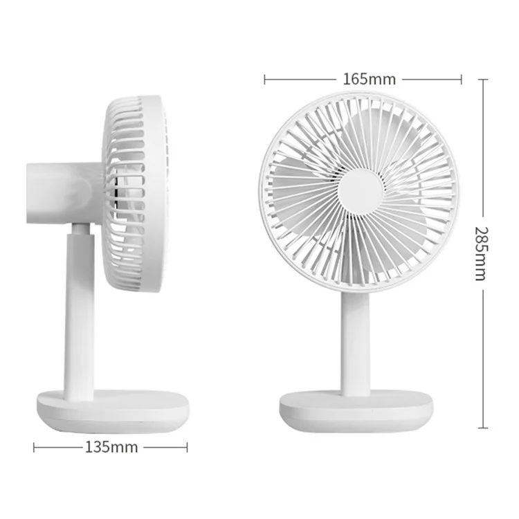 F6 4000mAh Oscillating Standing Desktop Fan 3-Speed Table Fan Mini Personal Fan for Home/Office/Bedroom - White