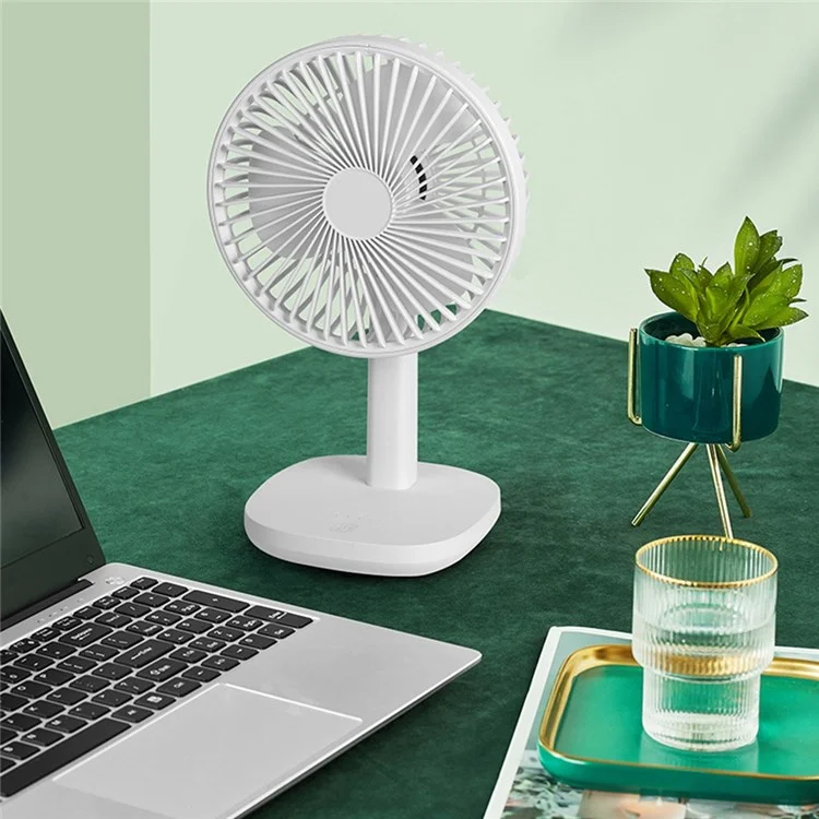 F6 4000mAh Oscillating Standing Desktop Fan 3-Speed Table Fan Mini Personal Fan for Home/Office/Bedroom - White