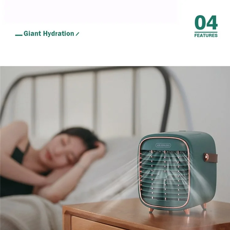 YX-Y3 240ml 2000mAh Portable Mini Desktop Air Cooler Mist Maker Fan Ventilator Combinations Fan Humidifier Sprayer Fan for Home/Office/Bedroom - Green