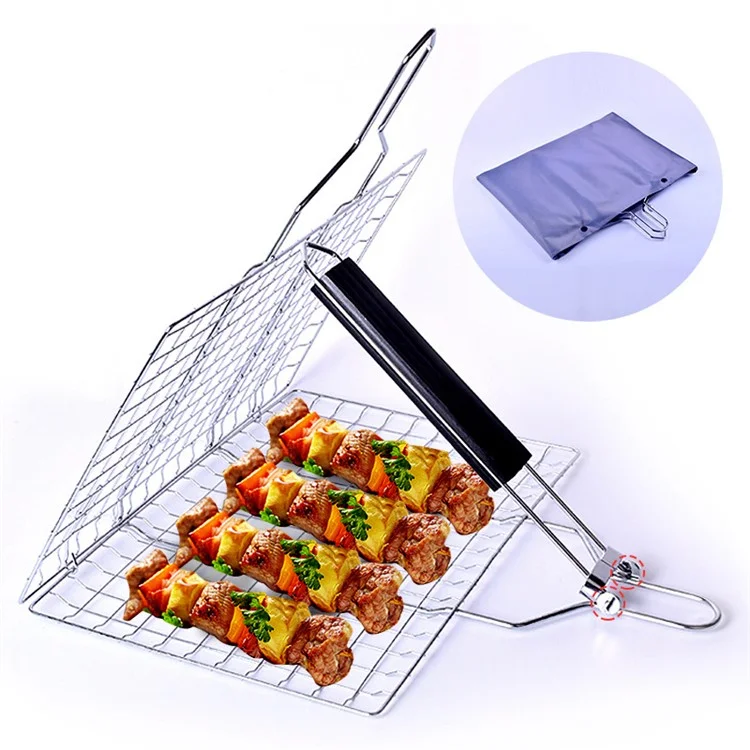 Outdoor-Barbecue-Grillkorb, Fischfilet, Gemüse-BBQ-Gestell mit abnehmbarem Griff (ohne FDA-Zertifikat)
