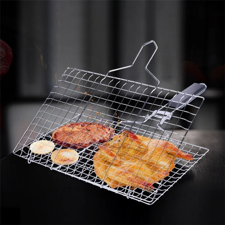 Outdoor-Barbecue-Grillkorb, Fischfilet, Gemüse-BBQ-Gestell mit abnehmbarem Griff (ohne FDA-Zertifikat)