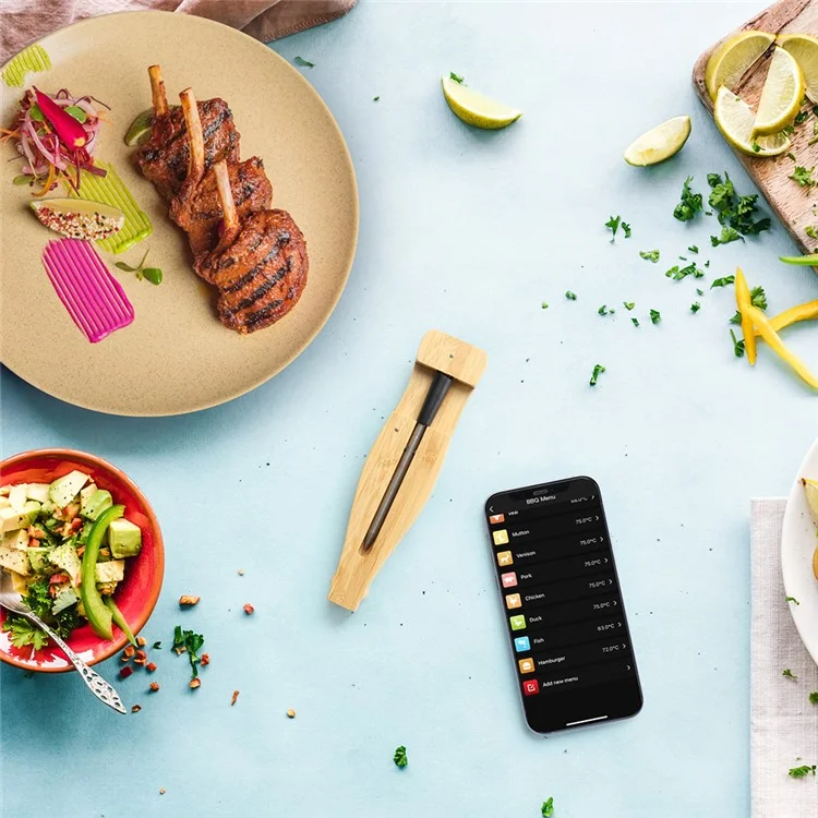 Applicazione per telefono Ripetitore di monitoraggio Barbecue Termometro Forno Misuratore di temperatura degli alimenti (senza BPA, senza FDA)