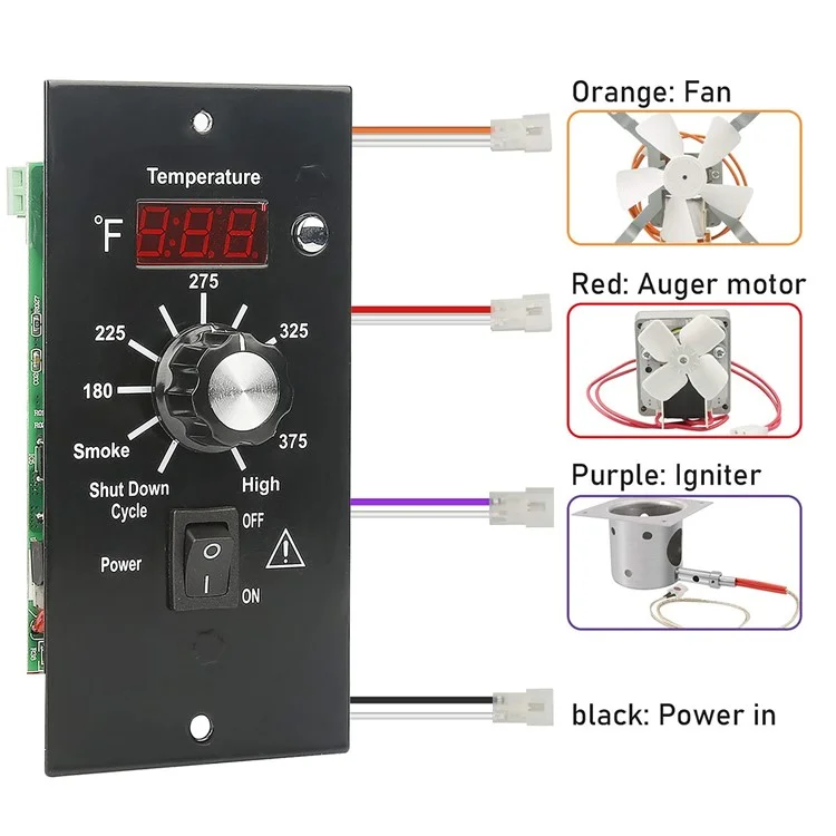 120 v / Contrôleur de Panneau de Commande de Thermostat Numérique à 60Hz Pour Les Accessoires de Grill Fumeurs à Granulés Traeger Wood