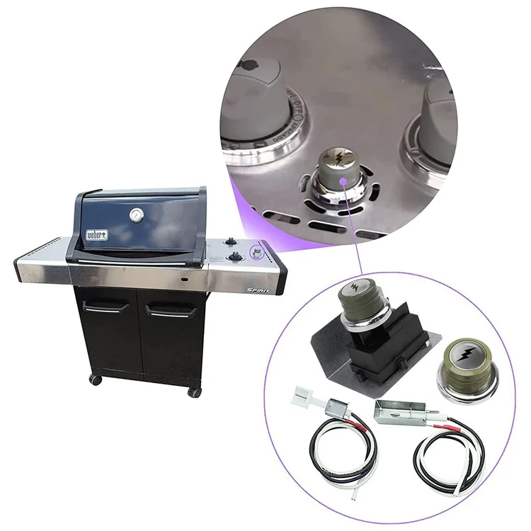 91360 For Weber Spirit E-320 / E-310 and More Gas Grills with Side Control Panel Replacement Igniter Kit (No Battery)