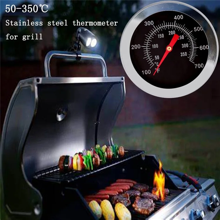 Stainless Steel BBQ Grill Thermometer Barbecue Oven Temperature Measurement Tool