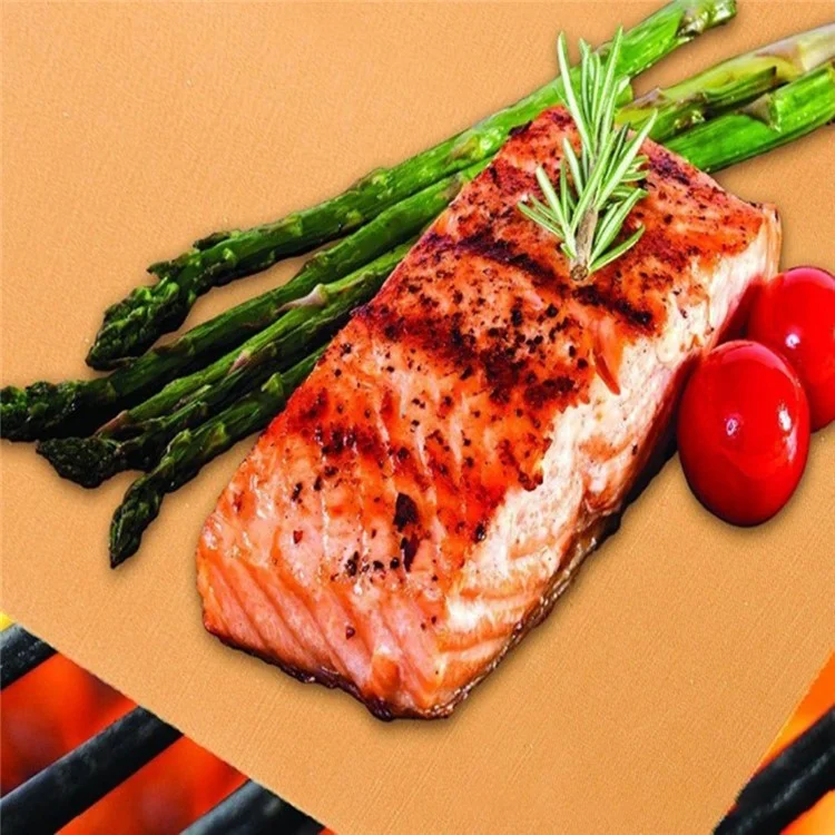 2PCS Stuoie per barbecue elettrico a carbone riutilizzabili e antiaderenti Outdoor BBQ Stuoie da forno Facili da pulire (BPA-Free, FDA Certificato), Bronzo