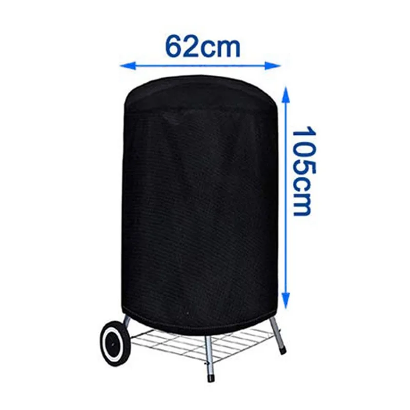 62x105cm 210D Oxford Cloth Waterproof Round Barbecue Grill Cover Outdoor BBQ Grill Protective Cover