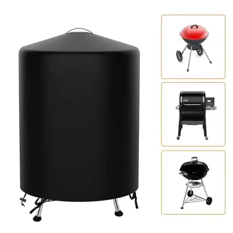 62x105cm 210D Oxford Cloth Waterproof Round Barbecue Grill Cover Outdoor BBQ Grill Protective Cover