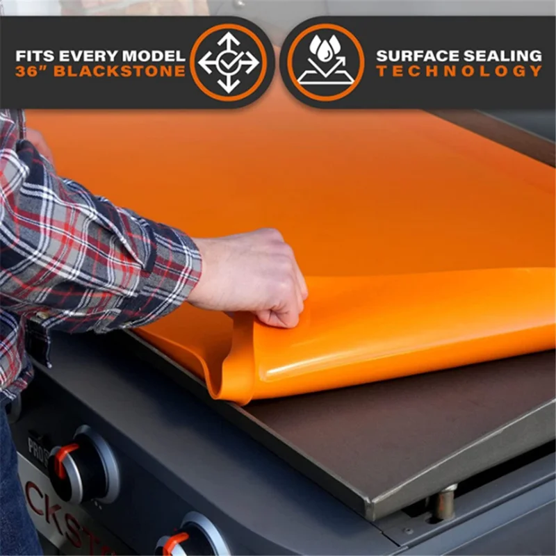 For Blackstone Griddle 28.3-inch Silicone Grill Mat Replacement BBQ Grill Anti-dust Cover (No FDA Certification, BPA-free) - Orange