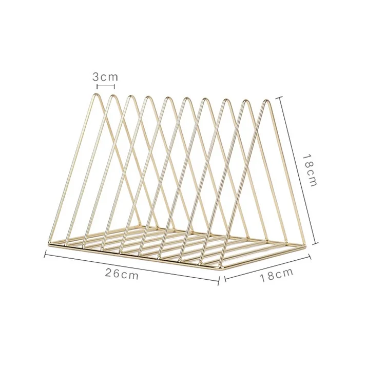 Dreieck Bücherregal Dateihalter 9 Slots Eisen Buchständer Halter Magazine Zeitungsinhaber Für Büro Home - Gold