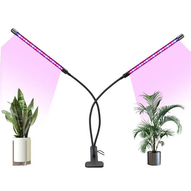 Luzes de crescimento de cabeça dupla ZWD-2 com 40 LEDs, lâmpada de luz para plantas suculentas com 9 níveis de regulagem de brilho