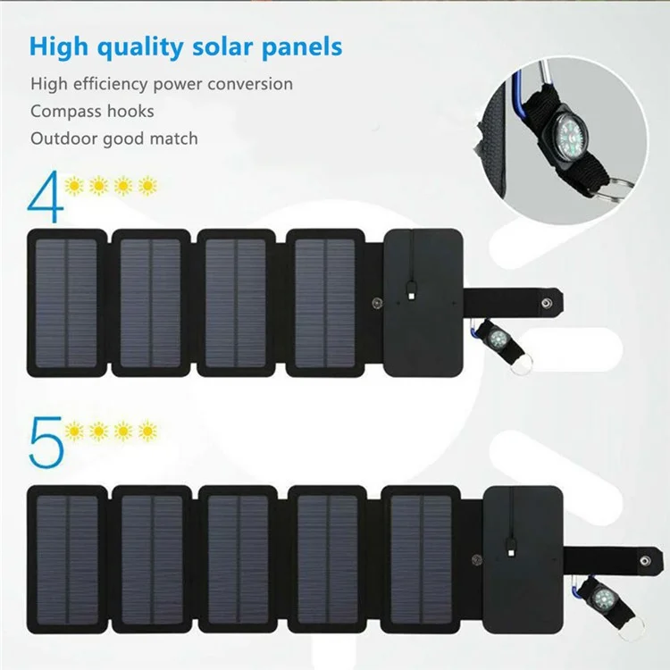 Painel Solar Dobrável N10 de 7,5W Portátil para Uso Externo Gerador de Energia de Emergência Carregador