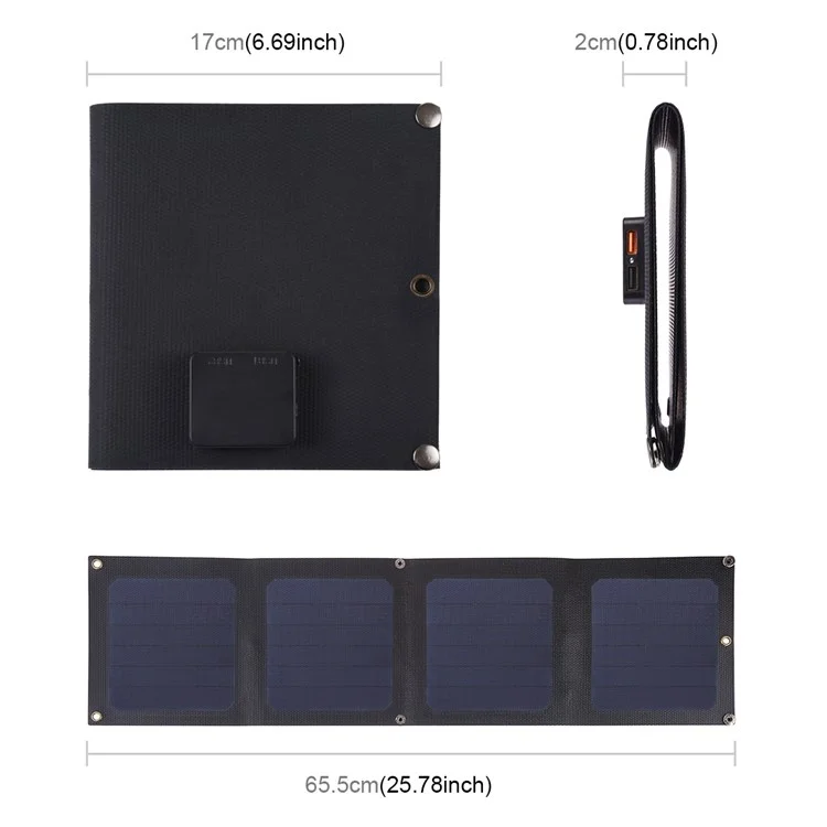 HAWEEL HWL2753B 14W 4-Panels Foldable ETFE Solar Panel Charger 5V / 2.1A Max Dual USB Port Portable Solar Charger