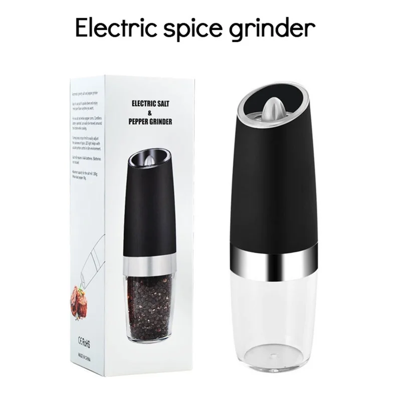 Elektrisk peppermördare med gravitationskänslig funktion, kökssalt, kryddmala verktyg (BPA-fri, utan FDA-certifikat)