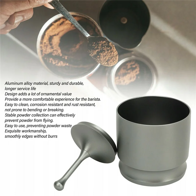 Tasse de dosage pour café de 58 mm en alliage d'aluminium anti-rouille pour collecte des grounds d'espresso (Sans BPA, Non FDA) - Noir