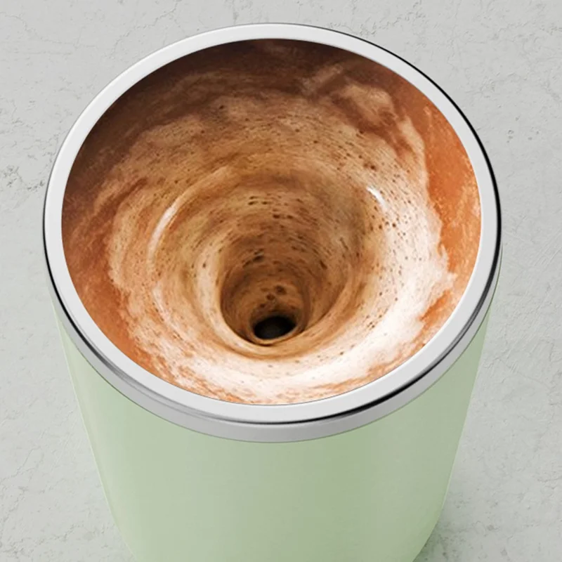 Automatic Coffee Mixing Cup Self-Stirring Mug Portable Electric Stainless Steel Cup (No FDA) - Light Green