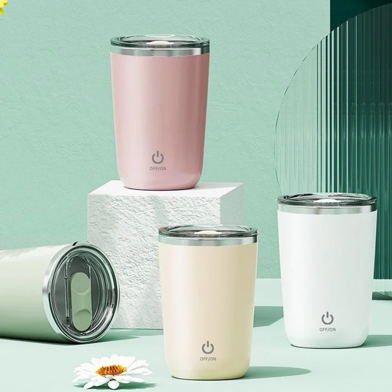 Automatic Coffee Mixing Cup Self-Stirring Mug Portable Electric Stainless Steel Cup (No FDA) - Light Green