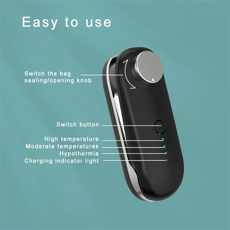 Elektroplierende Mini -beutel -versiegelung Handheld Heat Sealer Kühlschrankmagnete - Schwarz