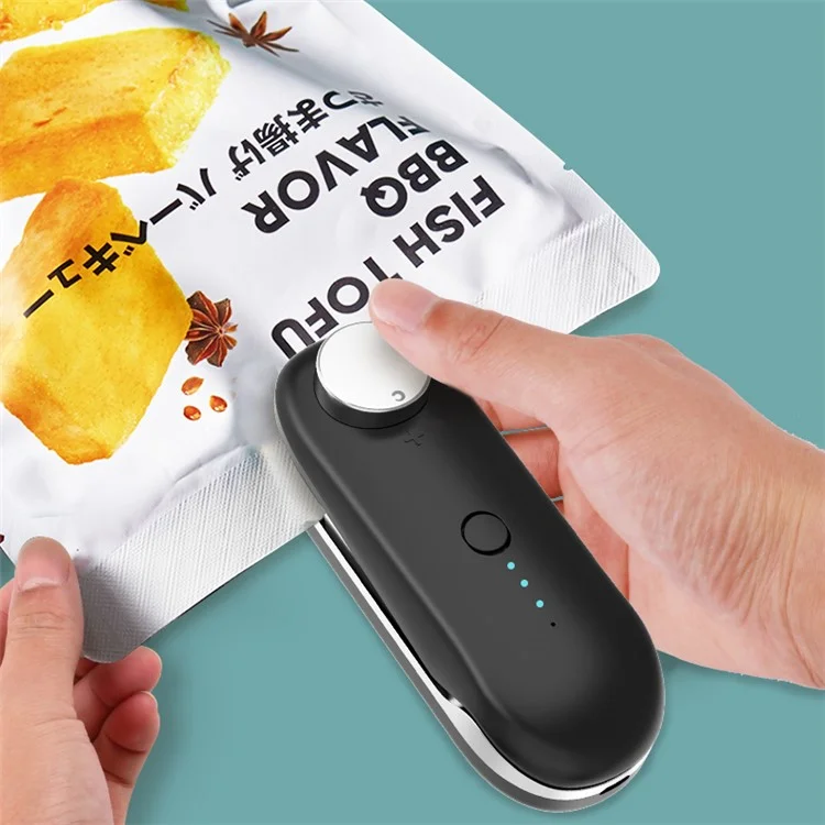 Elektroplierende Mini -beutel -versiegelung Handheld Heat Sealer Kühlschrankmagnete - Schwarz