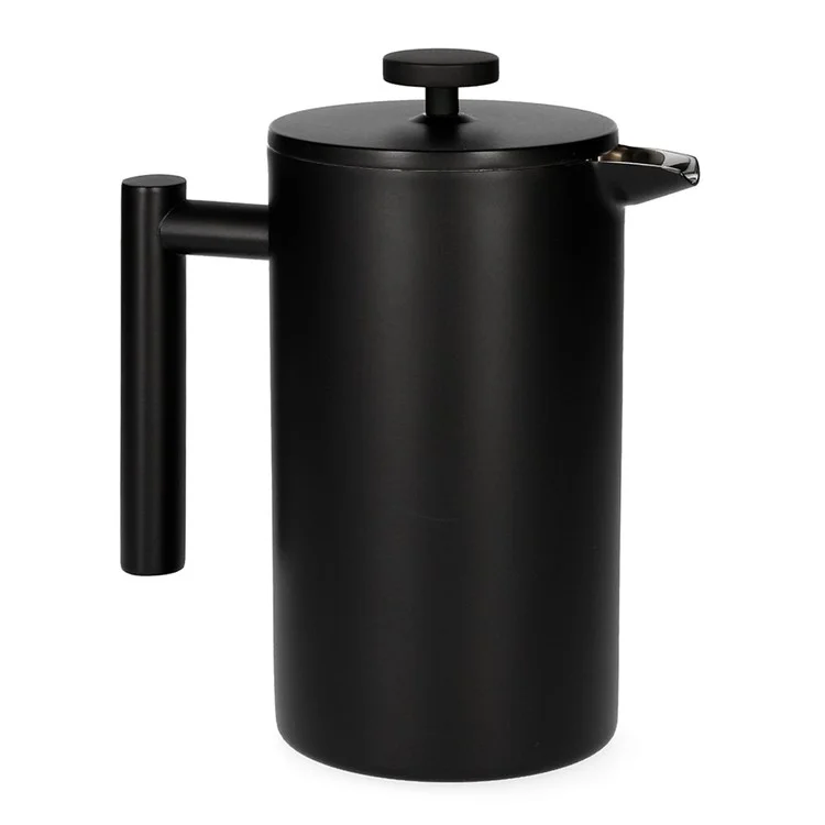 Cafetera de émbolo francés de 800 ml de acero inoxidable con doble pared aislada (sin BPA, sin FDA) - Negro