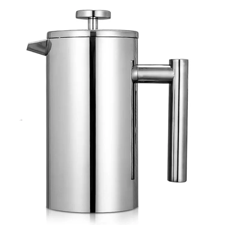 Cafeteira Francesa de Aço Inoxidável com Parede Dupla Isolada de 800 ml (Livre de BPA, Sem FDA) - Cor de Aço