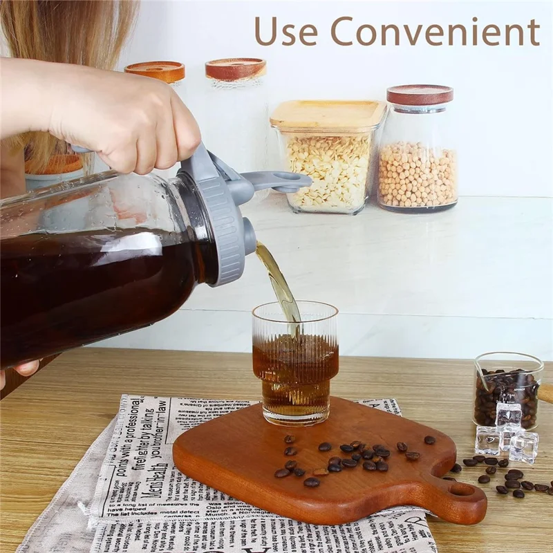 64oz Cold Brew Coffee Maker Soda-Lime Glass Wide Mouth Mason Jar with Filter (BPA Free, No FDA)