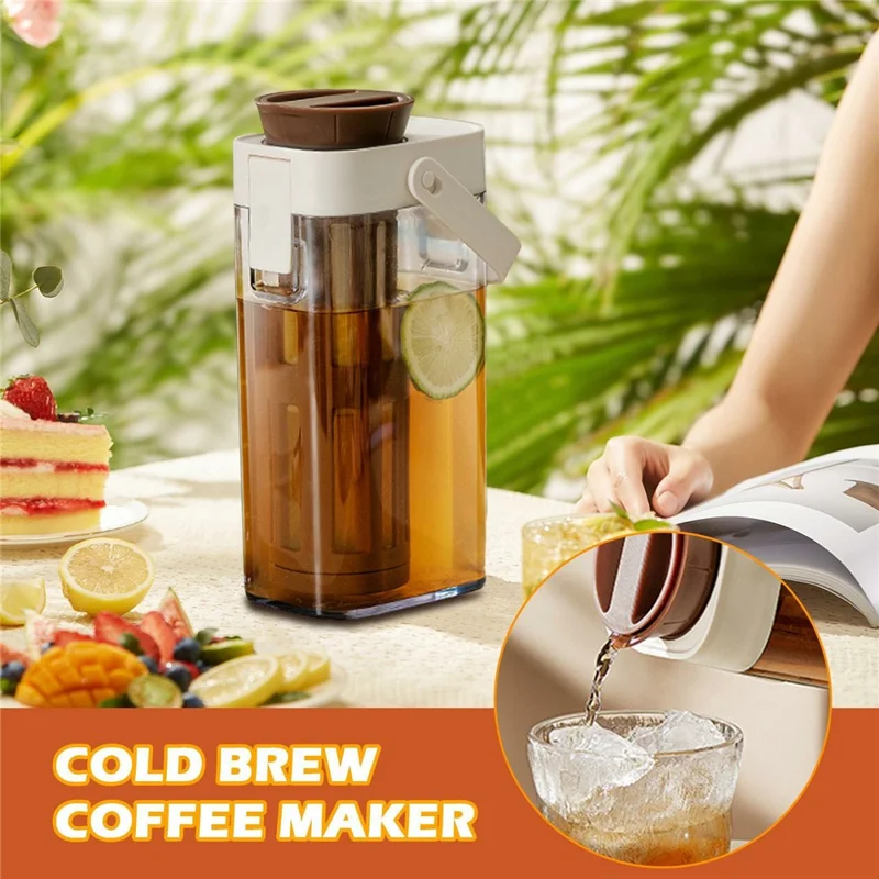 1000ml Large Capacity Cold Brew Coffee Pot with Detachable Tea Infuser Plastic Cold Water Kettle (No FDA, BPA Free)