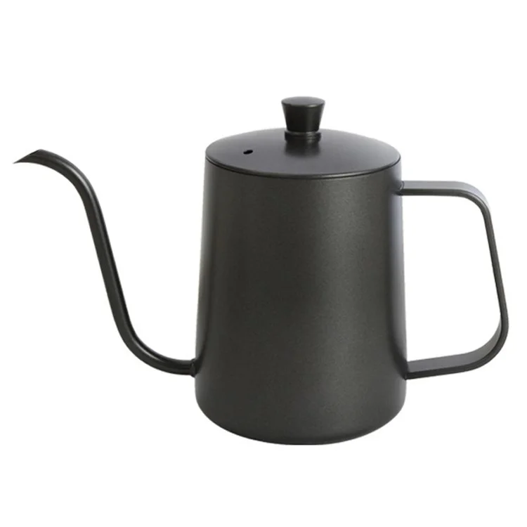 600ml 304 Stainless Steel Hand Brewed Coffee Pot Kitchen Coffee Making Water Kettle (No FDA Certificate, BPA-free) - Black