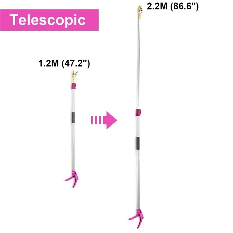 Apanhador de Frutas Telescópico de 2,2m com 2 Seções Haste de Liga de Alumínio Extensível com Tesouras de Poda para Colheita