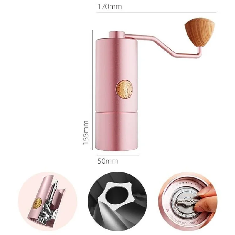 Conjunto de Café Pour Over SNOWY OWL 7 Peças com Moedor Manual, Dripper, Chaleira e Kit de Preparação Manual (Livre de BPA, Sem FDA) - Rosa