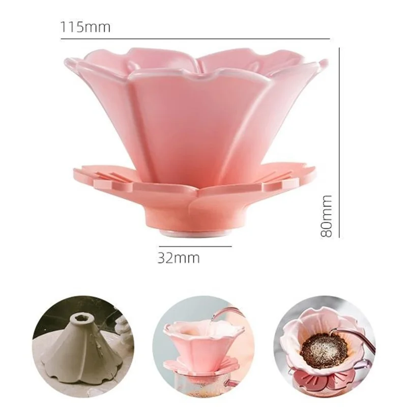 Conjunto de Café Pour Over SNOWY OWL 7 Peças com Moedor Manual, Dripper, Chaleira e Kit de Preparação Manual (Livre de BPA, Sem FDA) - Rosa