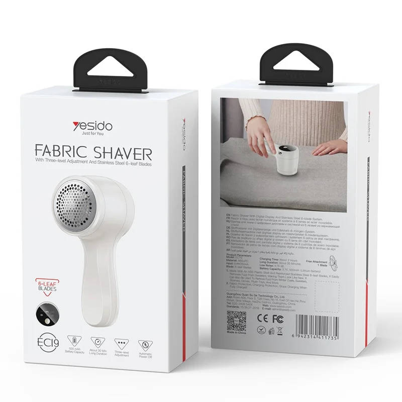 YESIDO EC19 Single Head Clothes Fabric Shaver 3 Gear Settings Electric Lint Remover