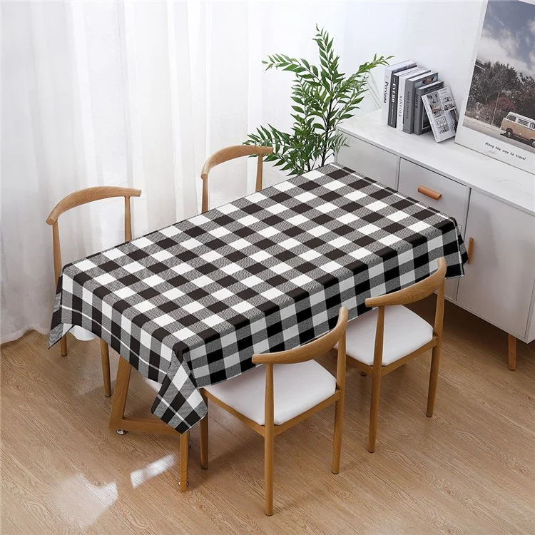 140x180cm Christmas Plaid Printed Washable Tablecloth Rectangular Dining Table Cover - Style 2