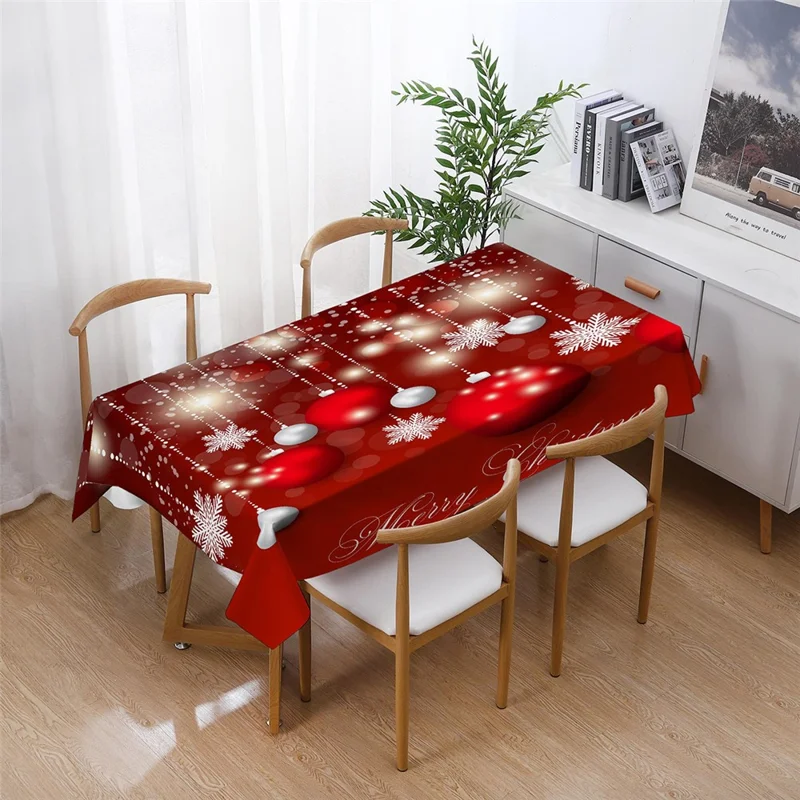 140x210cm Merry Christmas Santa Claus Bell Print Tablecloth Dinner Table Cover Decoration - Style 9