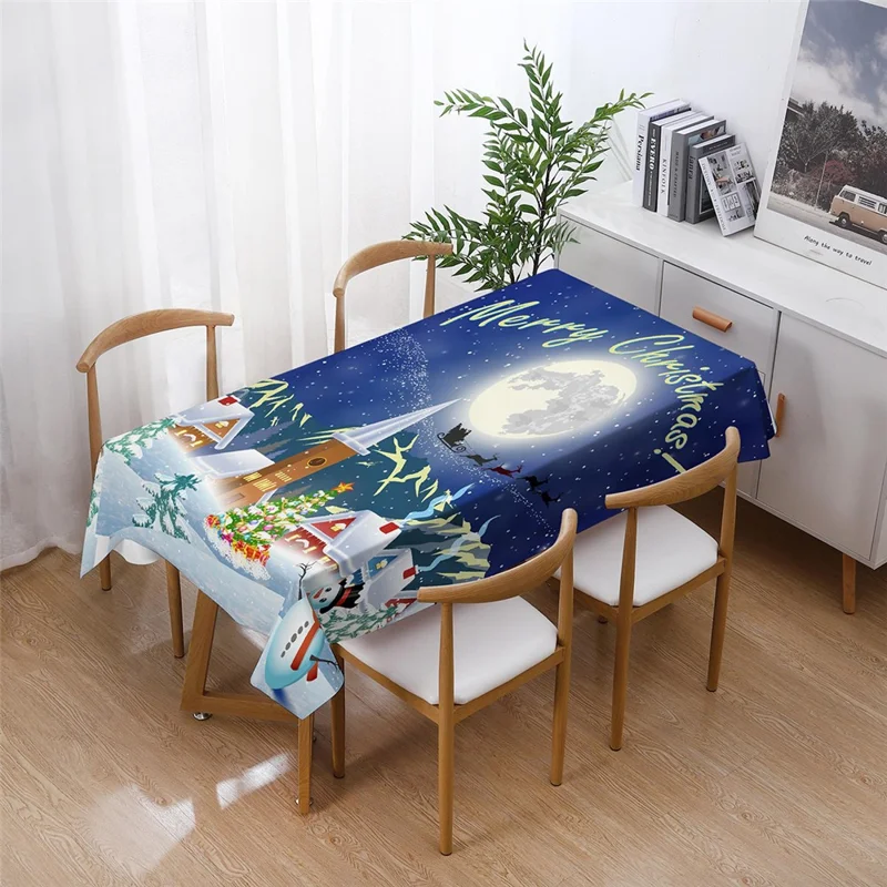 140x210cm Christmas Printed Tablecloth Dining Table Cover Holiday Decoration - Style 15